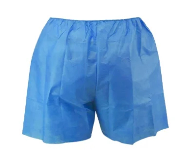 Blue disposable boxer shorts for body treatments